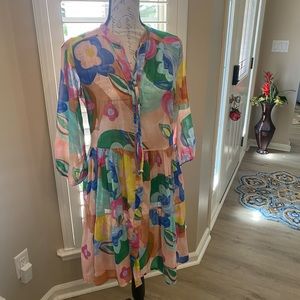 Sofia made in Italy. Mini Shift Dress Multi Colored Flowers. Med